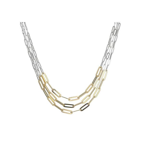 Sterling Silver & Gold Plated Aproned Paper Clip Necklace Kevin's Fine Jewelry Totowa, NJ