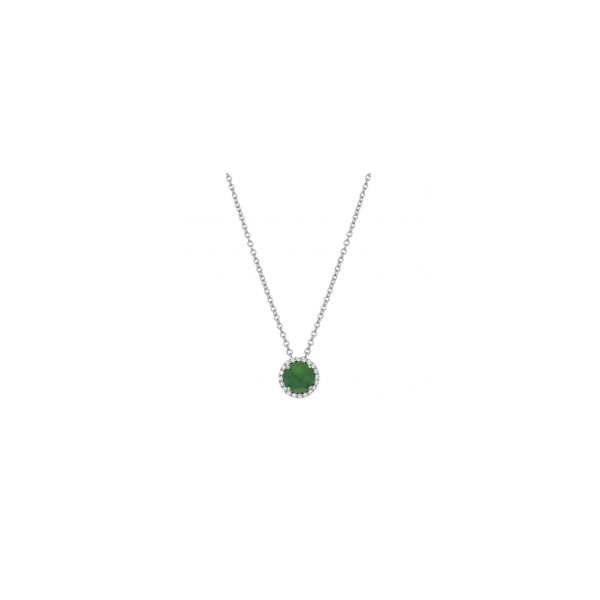 Sterling Silver Simulated Diamond Emerald Halo Necklace Kevin's Fine Jewelry Totowa, NJ