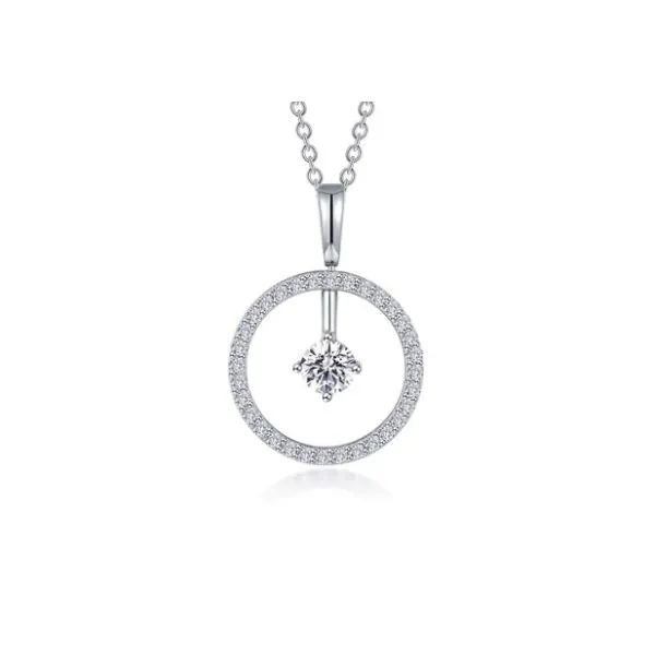 Sterling Silver Simulated Diamond .68  Ct. Twt. April Reversable Circle Necklace Kevin's Fine Jewelry Totowa, NJ
