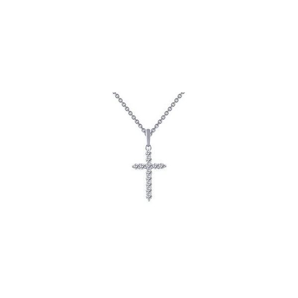 Sterling Silver Simulated Diamond .36 Ct Twt. Cross Necklace Kevin's Fine Jewelry Totowa, NJ