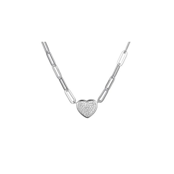 Sterling Silver CZ Pave Heart Necklace Kevin's Fine Jewelry Totowa, NJ