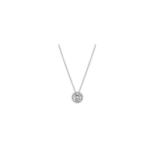 Sterling Silver Simulated Diamond Halo Necklace similar item image