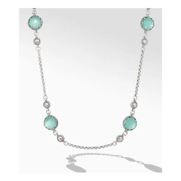 Sterling Silver Rock Crystal/Aqua/Mop Triplet 4 Station 22