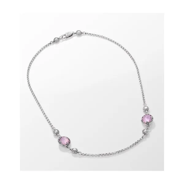 Sterling Silver Rock Crystal/Pink Corundum  2 Station 20