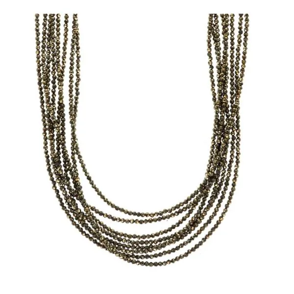 Sterling Silver 8 Strand Pyrite Beaded Necklace By King Baby Kevin's Fine Jewelry Totowa, NJ
