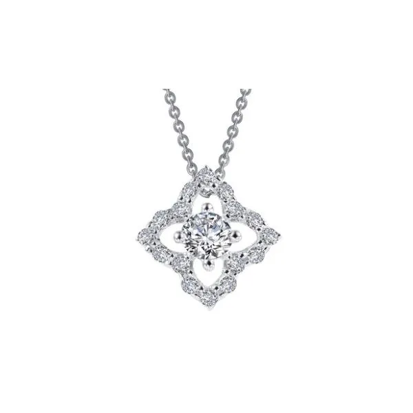 Sterling Silver Simulated Diamond .49 Ct Tw. Floral Pendant similar item image