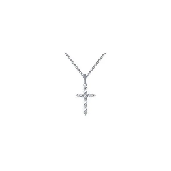 Sterling Silver Simulated Diamond .36 Ct Twt. Cross Necklace Kevin's Fine Jewelry Totowa, NJ