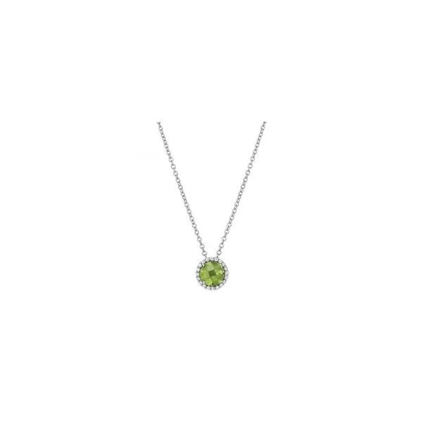 Sterling Silver Simulated Diamond Peridot Halo Necklace Kevin's Fine Jewelry Totowa, NJ