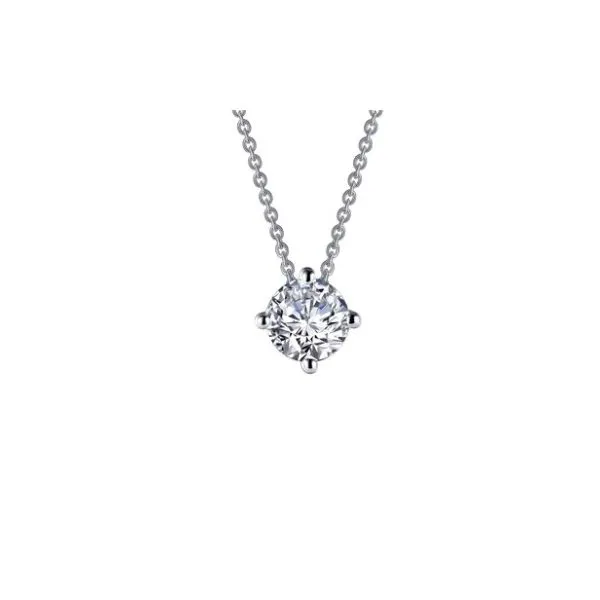 Sterling Silver Simulated Diamond .70  Ct. Twt. Solitaire Necklace Kevin's Fine Jewelry Totowa, NJ