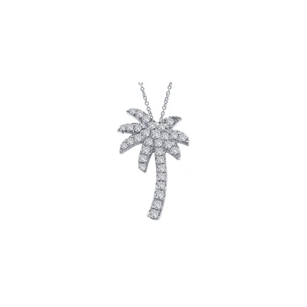 Sterling Silver Simulated Diamond Palm Tree Necklace
