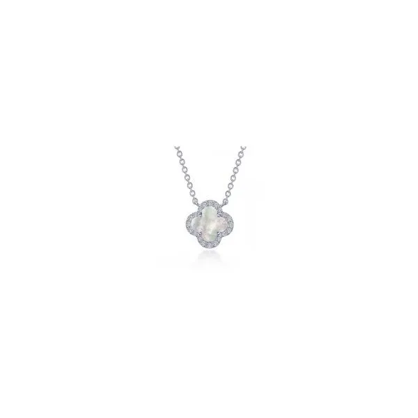 Sterling Silver MOP Clover With Simulated Diamonds Necklace Kevin's Fine Jewelry Totowa, NJ