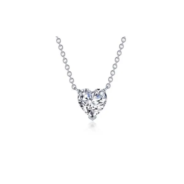 Sterling Silver Simulated Diamond 2.00 Ct Twt. Solitaire Heart Necklace Kevin's Fine Jewelry Totowa, NJ