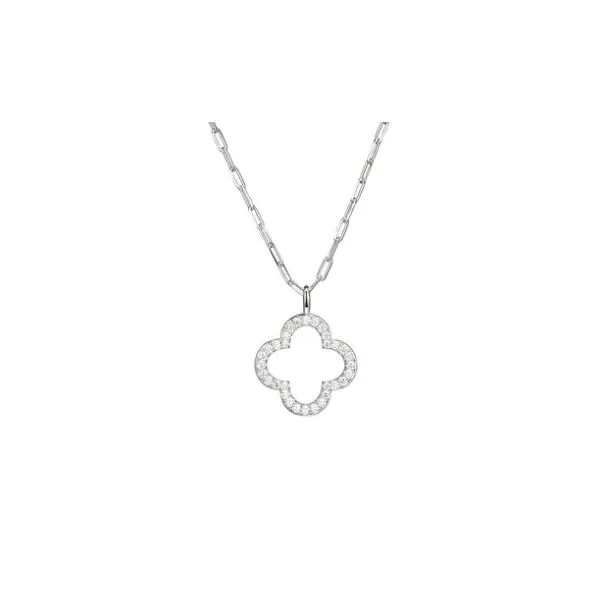 Sterling Silver CZ Clover Necklace Kevin's Fine Jewelry Totowa, NJ