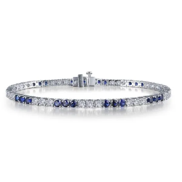 Sterling Silver Simulated Diamond & Simulated Sapphire Tennis Bracelet Kevin's Fine Jewelry Totowa, NJ