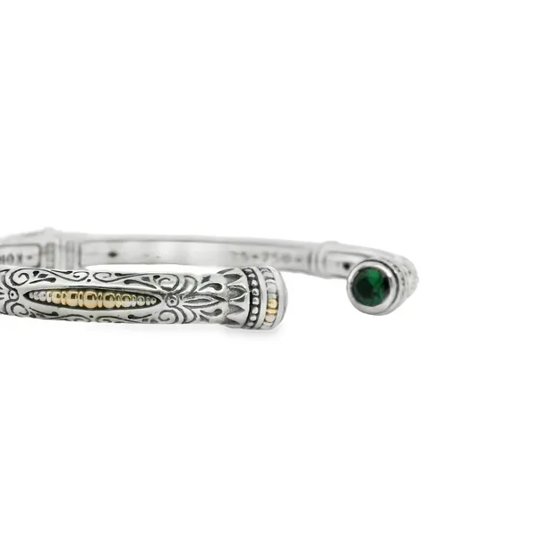 Sterling Silver & 18K Yellow Gold Deep Blue Spinel Hinged Bangle Bracelet By Konstantino Kevin's Fine Jewelry Totowa, NJ