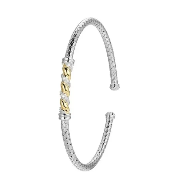 Sterling Silver & Gold Plated Cz Cuff Bracelet Kevin's Fine Jewelry Totowa, NJ