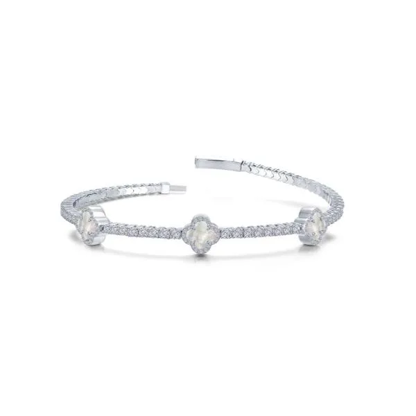 Sterling Silver Simulated Diamond Flex MOP Tennis Bracele...