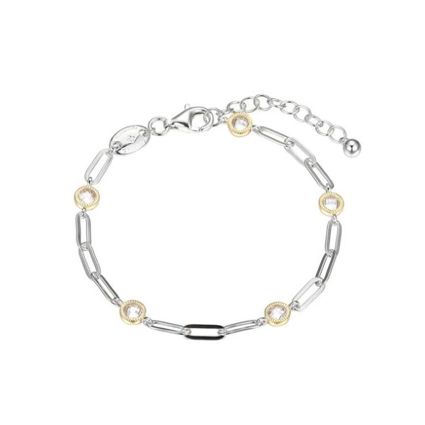 Sterling Silver & Gold Plated Cz Station Bracelet Kevin's Fine Jewelry Totowa, NJ