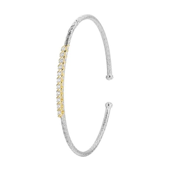 Sterling Silver & Gold Plated Cz Cuff Bracelet Kevin's Fine Jewelry Totowa, NJ