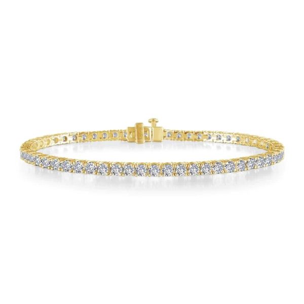 Sterling Silver Gold Plated Simulated Diamond 3.25 Ct Twt. Tennis Bracelet Kevin's Fine Jewelry Totowa, NJ