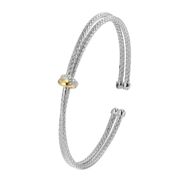 Sterling Silver Gold Plate Accent Cz Cuff Bracelet Kevin's Fine Jewelry Totowa, NJ