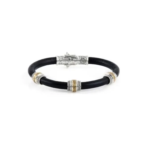Sterling Silver & Bronze Black Leather Bracelet By Konstantino Kevin's Fine Jewelry Totowa, NJ