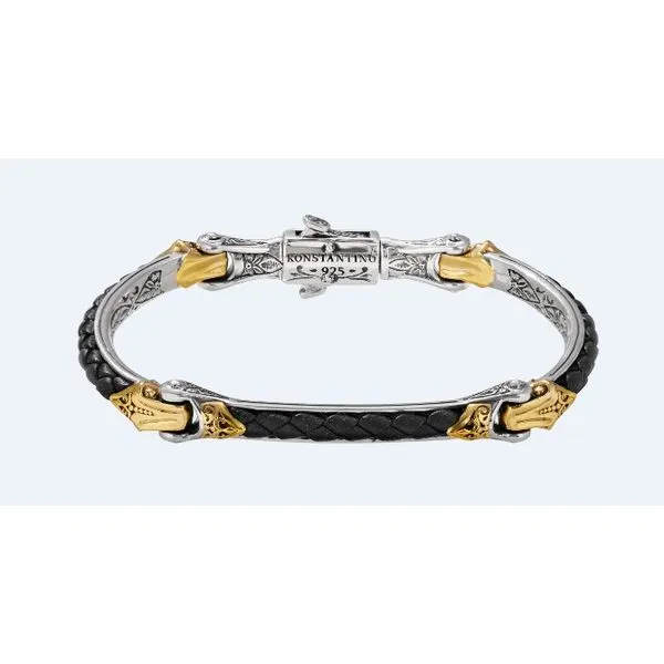 Sterling Silver & Bronze Blue Braided Leather Bracelet By Konstantino Kevin's Fine Jewelry Totowa, NJ