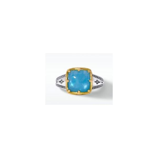 Sterling Silver & 18K Yellow Gold Aquamarine Ring Size 7 By Konstantino Kevin's Fine Jewelry Totowa, NJ