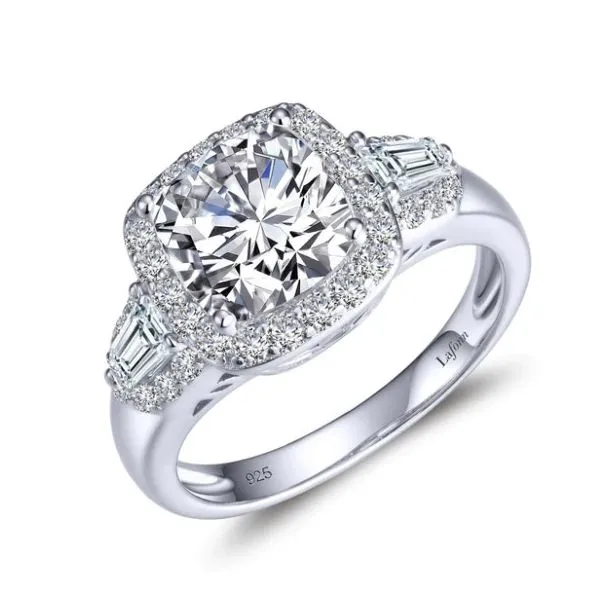 Sterling Silver Simulated Diamond 3.65 Ct Twt. Cushion Baguette Ring Size 8 Kevin's Fine Jewelry Totowa, NJ