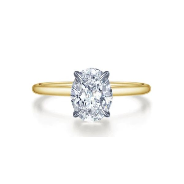 Sterling Silver & Gold Plated Simulated Diamond 2.00 Ct Twt. Oval Engagemnet Ring Kevin's Fine Jewelry Totowa, NJ