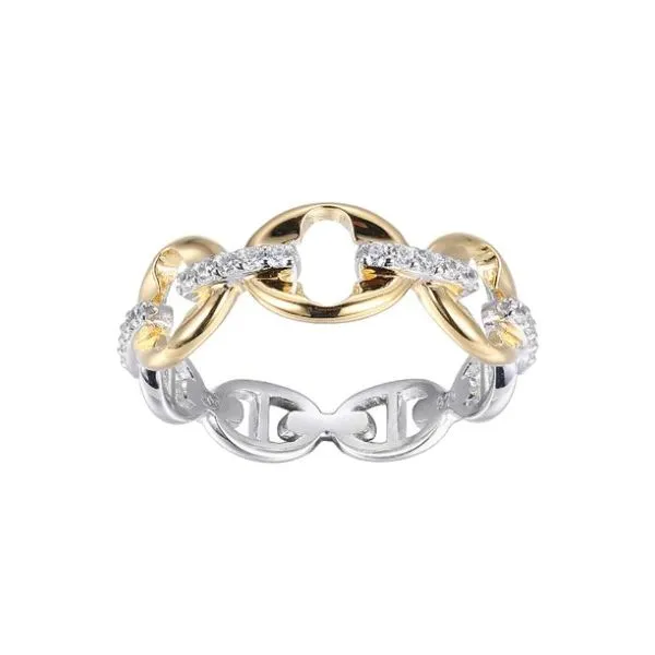 Sterling Silver Marina Ring Made With Cz 18K Yellow Gold And Rhodium Finish Kevin's Fine Jewelry Totowa, NJ