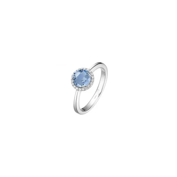 Sterling Silver Simulated Diamond Aquamarine Halo Ring Size 6 Kevin's Fine Jewelry Totowa, NJ