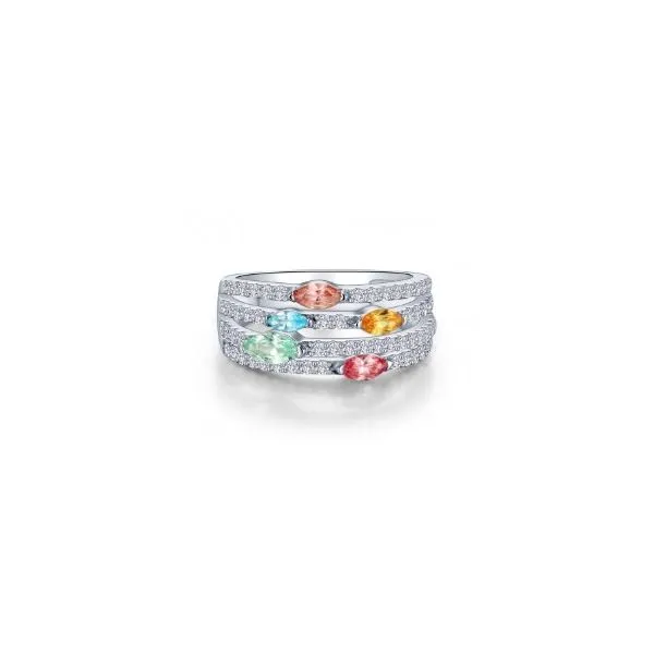 Sterling Silver Simulated Diamond & Lab Grown Multi Color...