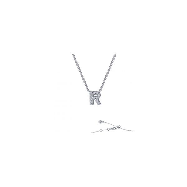 Sterling Silver Simulated Diamond Initial R Necklace 0.39 Ct Twt Kevin's Fine Jewelry Totowa, NJ