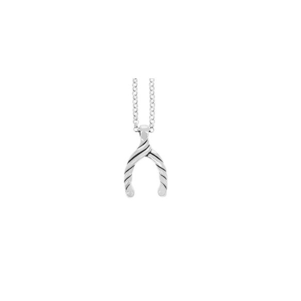 Sterling Silver Wishbone Pendant On 18