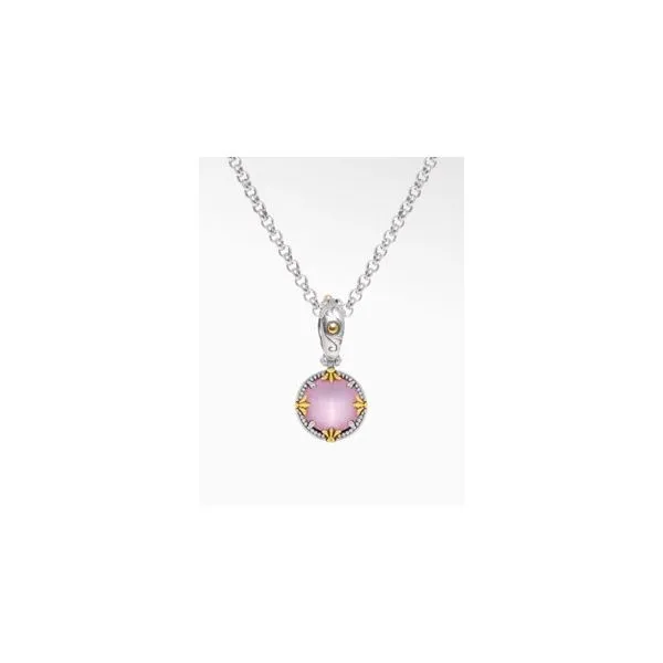 Sterling Silver & 18K Yellow Gold Rock Crystal/Pink Corundum Pendant By Konstantino Kevin's Fine Jewelry Totowa, NJ