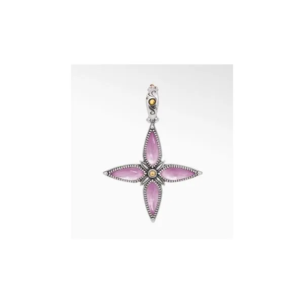 Sterling Silver & 18K Yellow Gold Rock Crystal/Pink Corundum Pendant By Konstantino Kevin's Fine Jewelry Totowa, NJ