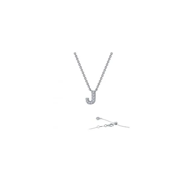 Sterling Silver Simulated Diamond Initial J Necklace 0.34 Ct Twt Kevin's Fine Jewelry Totowa, NJ