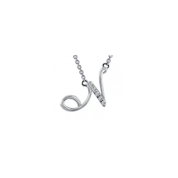 Sterling Silver Simulated Diamond Initial N Necklace 0.05 Ct Twt Kevin's Fine Jewelry Totowa, NJ