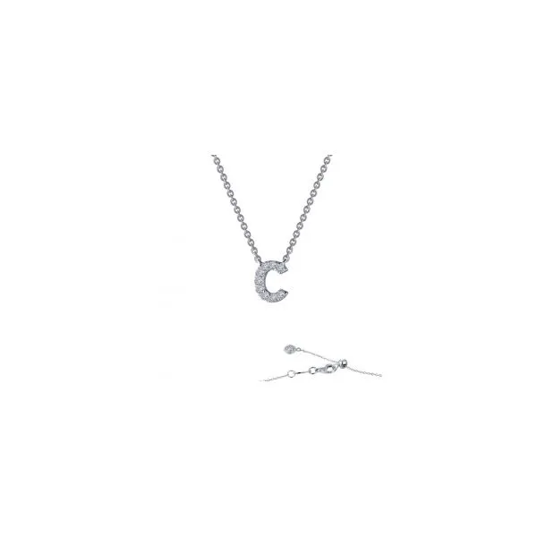 Sterling Silver Simulated Diamond Initial C Necklace 0.36 Ct Twt Kevin's Fine Jewelry Totowa, NJ
