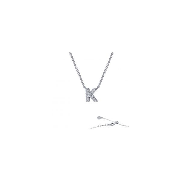 Sterling Silver Simulated Diamond Initial K Necklace 0.38 Ct Twt Kevin's Fine Jewelry Totowa, NJ