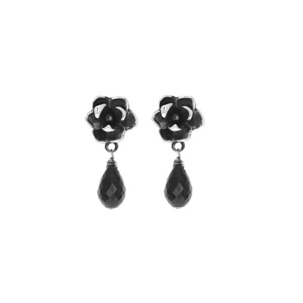Sterling Silver Rose Stud With Black Spinel Earrings By King Baby Kevin's Fine Jewelry Totowa, NJ