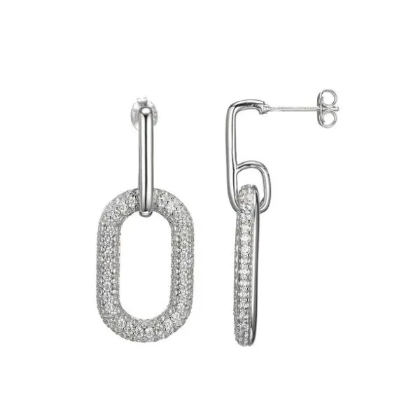 Sterling Silver Cz Oval Pave Earrings Kevin's Fine Jewelry Totowa, NJ