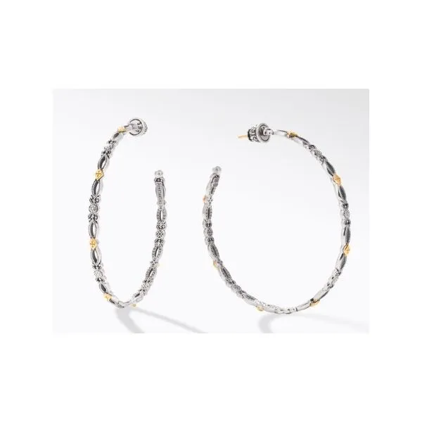 Sterling Silver & 18K Yellow Gold Large Hoop Earrings By Konstantino Kevin's Fine Jewelry Totowa, NJ
