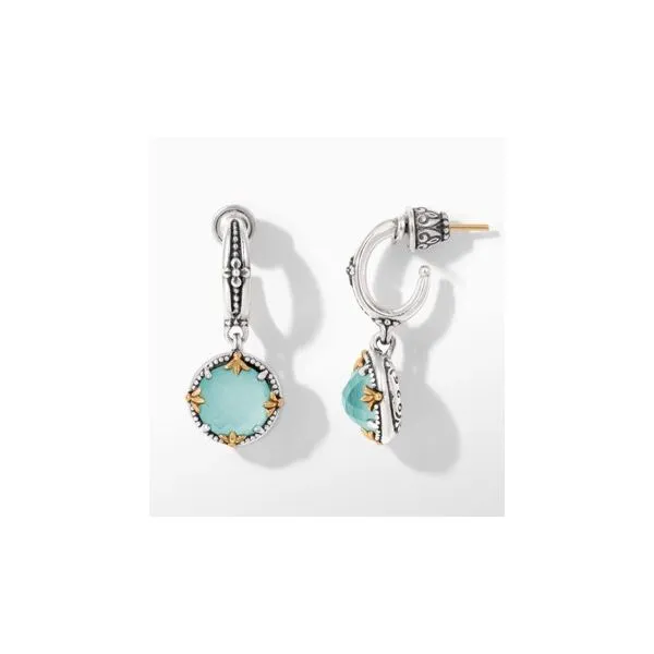 Sterling Silver & 18K Yellow Gold Rock Crystal/Aqua/Mop Triplet Earrings By Konstantino Kevin's Fine Jewelry Totowa, NJ