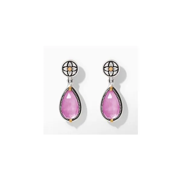 Sterling Silver & 18K Yellow Gold Rock Crystal/Pink Corundum Hanging Earrings By Konstantino Kevin's Fine Jewelry Totowa, NJ