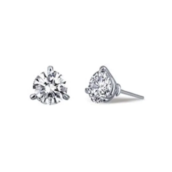 Sterling Silver Simulated Diamond 3 Prong Stud Earrings 2.00 Ct Twt Kevin's Fine Jewelry Totowa, NJ