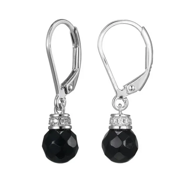 Sterling Silver Cz Black Agate Drop Earrings Kevin's Fine Jewelry Totowa, NJ