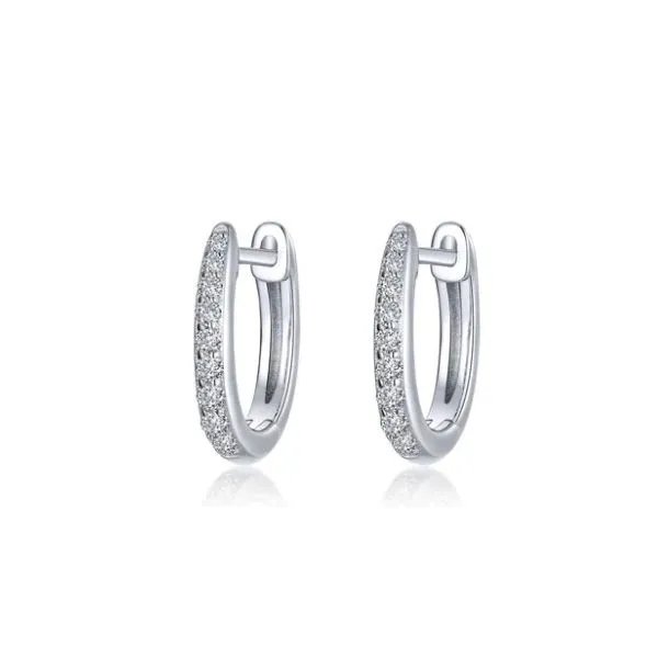 Sterling Silver Simulated Diamond .18 Ct Twt. Huggie Earr...