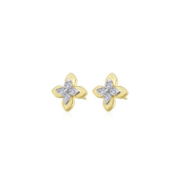LaFonn Sterling Silver Gold Plated Simulated Diamond Magnolia Blossom Stud Earrings Kevin's Fine Jewelry Totowa, NJ